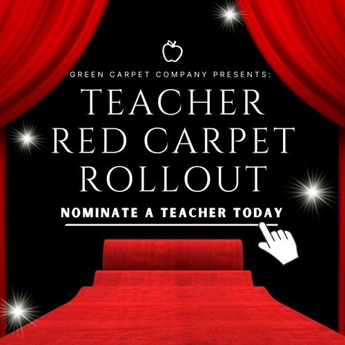teacher red carpet rollout from Green Carpet Co. - The Flooring Connection in San Antonio